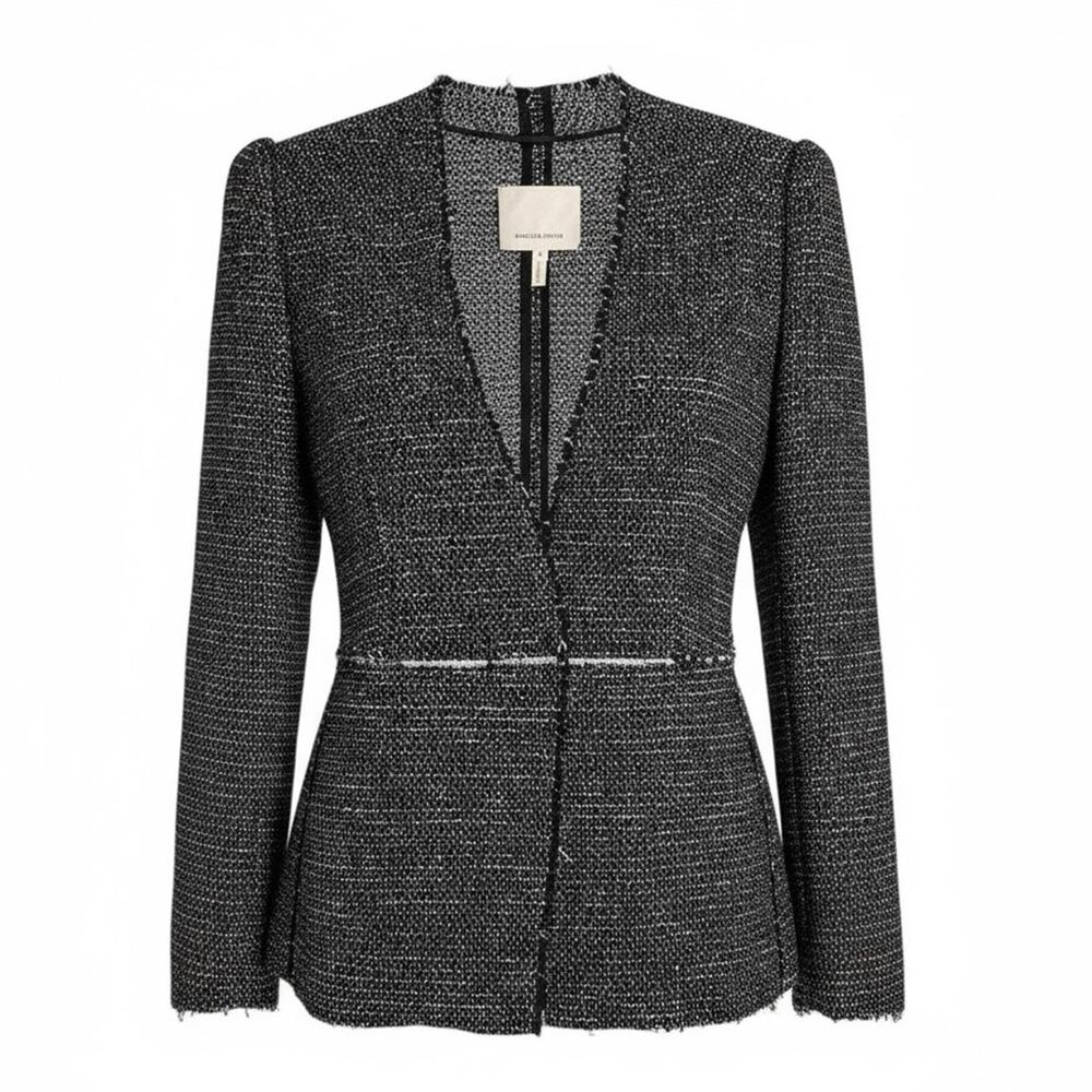 Rebecca Taylor Stretch Tweed Blazer Black 6